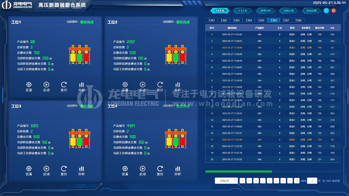 高壓開關磨合測試臺-軟件界面 高壓開關磨合測試臺-軟件界面